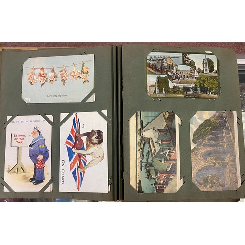 146 - Postcards: an album of approximately 265 vintage postcards, to include comic, military, Hampshire an... 