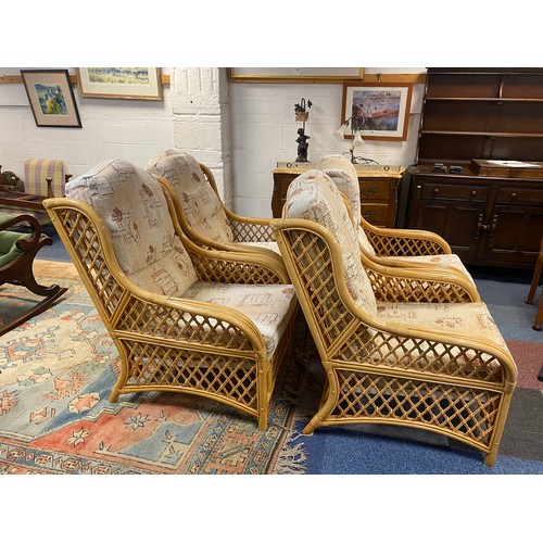 338 - A set of four cane framed conservatory chairs -