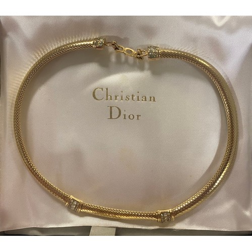 7 - A vintage Christian Dior Bijoux gold toned collar necklace, with panels of crystal, with original sa... 