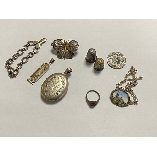 10 - A Victorian silver locket, together with an Egyptian silver pendant, filigree brooch etc -