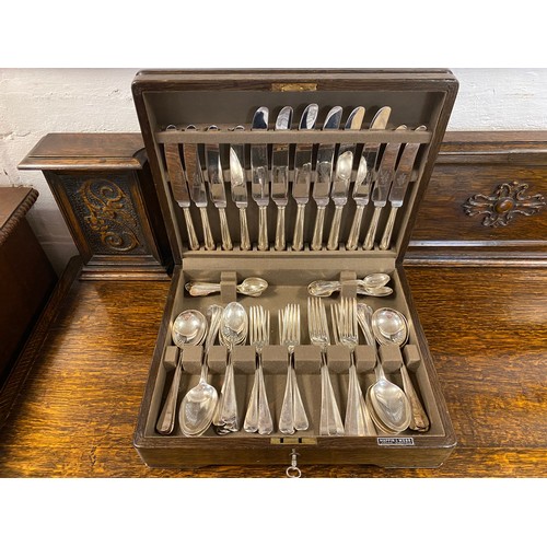 24 - A silver plated 'rat tail' pattern canteen of cutlery, by Mappin & Webb, in case -