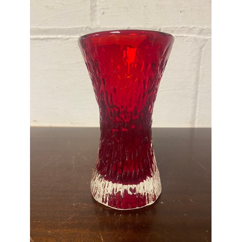 162 - Whitefriars: a Geoffrey Baxter 'Hourglass' vase, pattern 9836, in ruby -