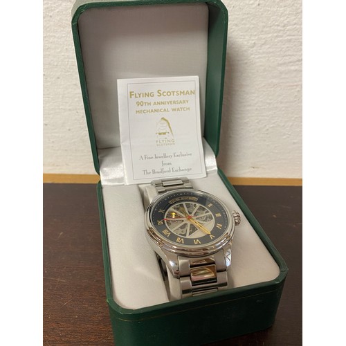 43 - A limited edition Bradford Exchange Flying Scotsman 90th Anniversary mechanical wristwatch, with ste... 