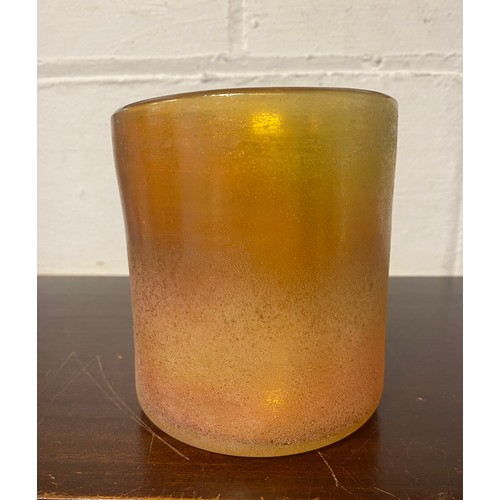 178 - An early 20th century hand blown iridescent glass cylindrical vase -