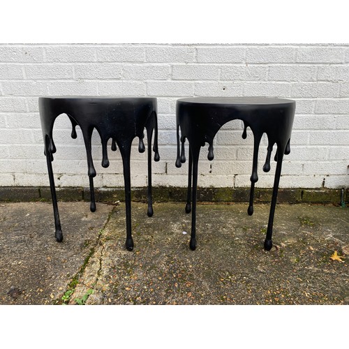 A pair of aluminium 'drip' tables