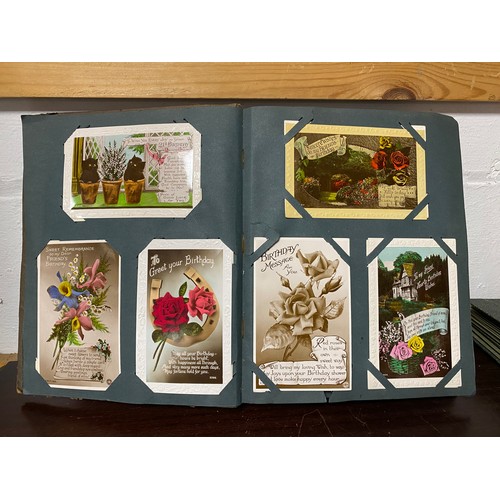 346 - Postcards: an album of approximately 150 cards, including greetings, together with an album of portr... 