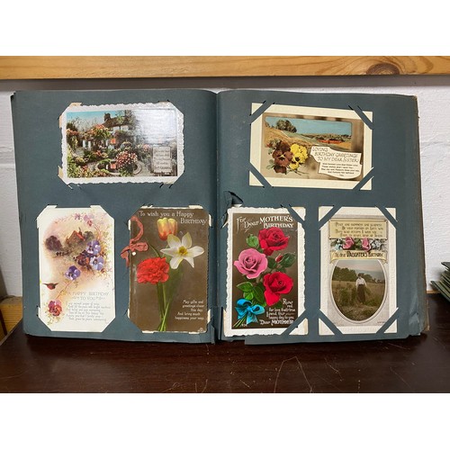 346 - Postcards: an album of approximately 150 cards, including greetings, together with an album of portr... 