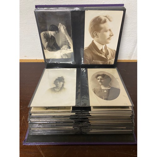 346 - Postcards: an album of approximately 150 cards, including greetings, together with an album of portr... 