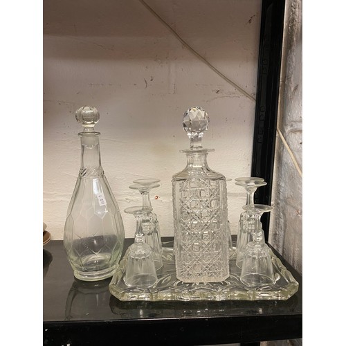 181 - A small quantity of glass, including two decanters -