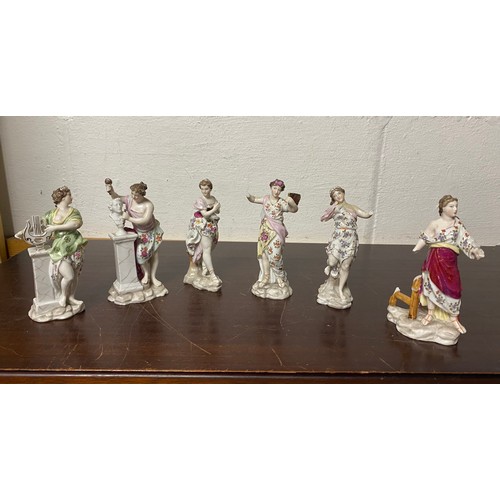 159A - A group of six 18th century style porcelain figures (all a/f) -