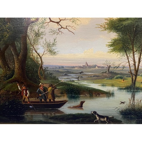 171 - 19th Century School                                                      
Duck shooting in a river l... 