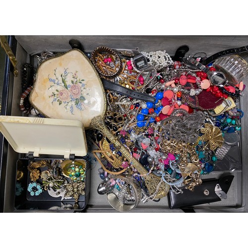 26 - A briefcase of mostly costume jewellery, watches etc -