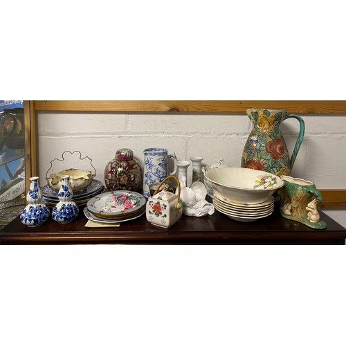 156 - A pair of Dresden saucer dishes, together with a Coalport cabinet plate, flower encrusted centrepiec... 