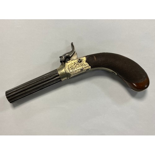 435 - A 19th century percussion smooth barrel pocket pistol -