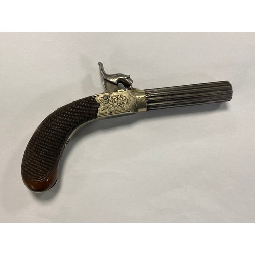 435 - A 19th century percussion smooth barrel pocket pistol -