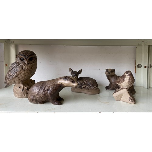 169 - A group of five Poole Pottery animals -