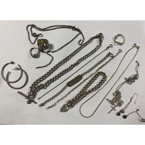 116 - A quantity of mostly silver jewellery, including graduated watch chain -