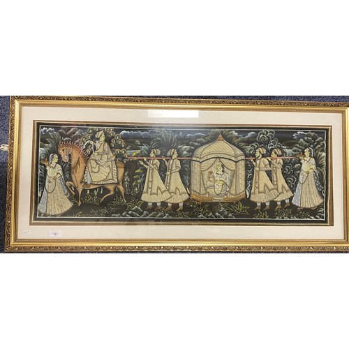 191 - A large Indian painting on fabric, depicting a procession -