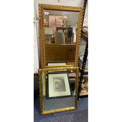 433 - A gilt framed rectangular wall mirror and another smaller rectangular mirror (2) -