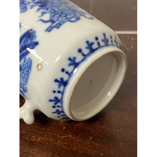 161 - A blue and white teacup and saucer, together with two teapots (lacking covers) and other teawares -