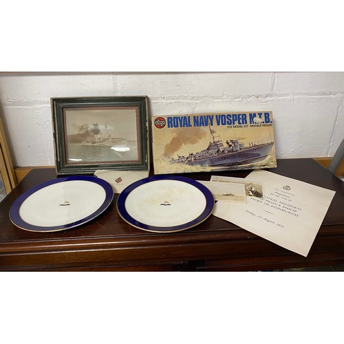 180 - Of Naval interest: two HMS Victory dinner plates, an HMS Wessex photograph album, an album of HMS Ar... 