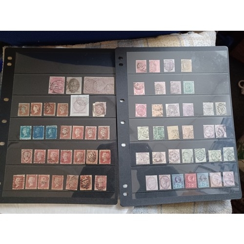 204 - Stamps: GB, Queen Victoria stamps on two sheets -