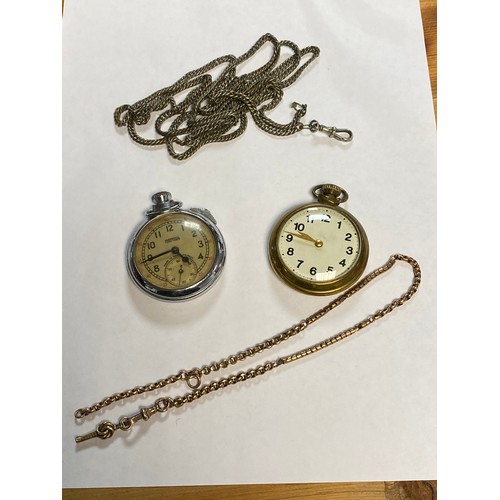 30 - A 9ct gold fancy link watch chain, together with an Ingersoll stop watch, a pocket watch and another... 