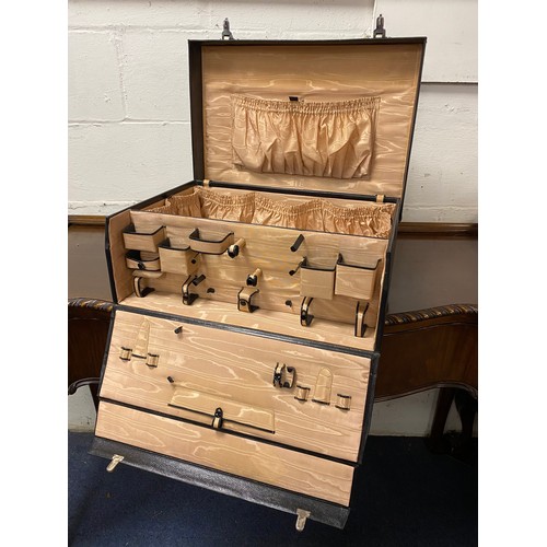 209 - A leather dressing case, by F Lansdowne, Jermyn Street, London, with 'secret' drop down compartment ... 