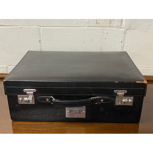 209 - A leather dressing case, by F Lansdowne, Jermyn Street, London, with 'secret' drop down compartment ... 