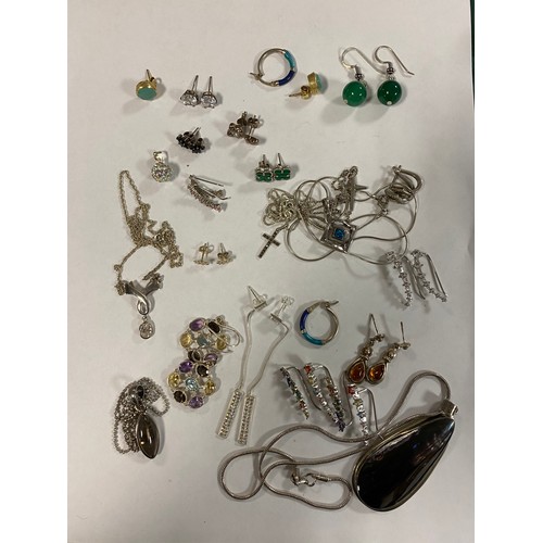 37 - A quantity of silver jewellery, including locket and other necklaces, cufflinks etc -