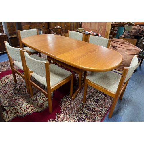 330 - A vintage Danish teak dining table, together with six chairs -