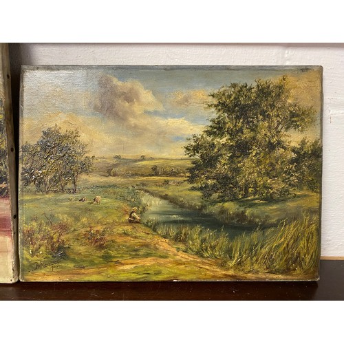 127 - J W Maughan, late 19th/early 20th Century                   
Two unframed oils on canvas, each of a ... 