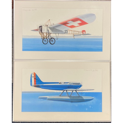 132 - A pair of 20th century framed prints of aviation interest -