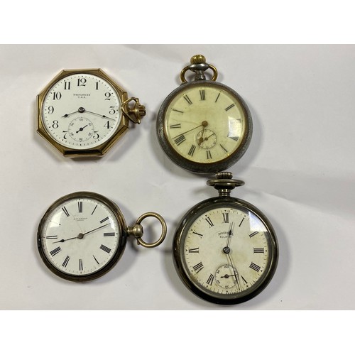 40A - An American 'Progress' octagonal cased pocket watch, together with three other pocket watches -