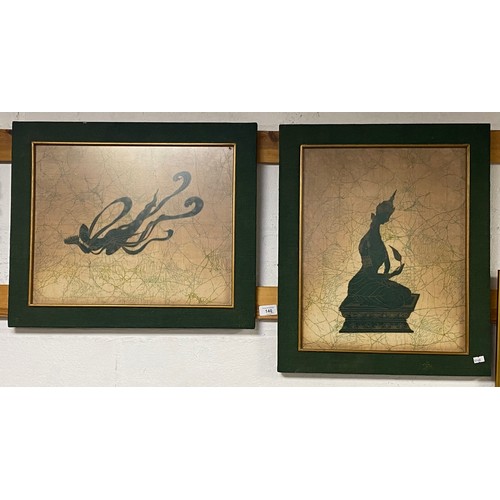 140 - A pair of framed Chinese batik pictures -