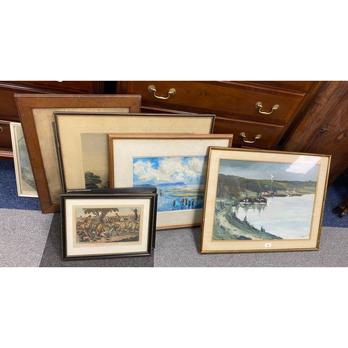 139 - A quantity of pictures and prints, to include 20th Century coastal scene -