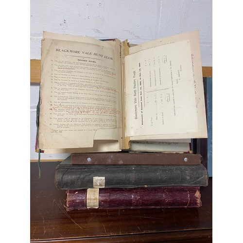 204 - Four late 19th-mid 20th century volumes relating to the Blackmore Vale Hunt, including accounts ledg... 