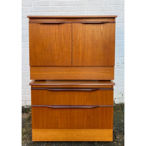 369 - A teak TV stand/entertainment stand, another smaller and a record cabinet to match -