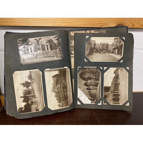 290 - Postcards: two albums, the first album of approximately 220 vintage postcards, mostly sepia titled t... 