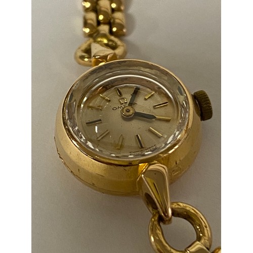 68 - A lady's 18ct gold cased Omega cocktail watch, the circular signed dial with baton markers, to 18ct ... 