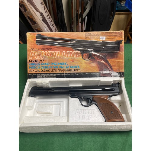 446 - A boxed Powerline model 717 .177 side lever action air pistol -