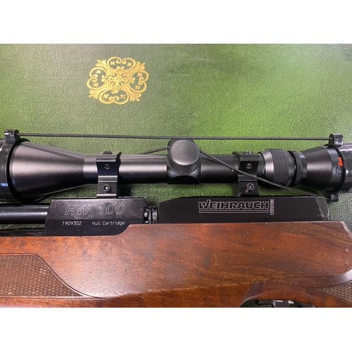 442 - A Weihrauch HW100 Sport 177 cal pneumatic air rifle, with scope and case -