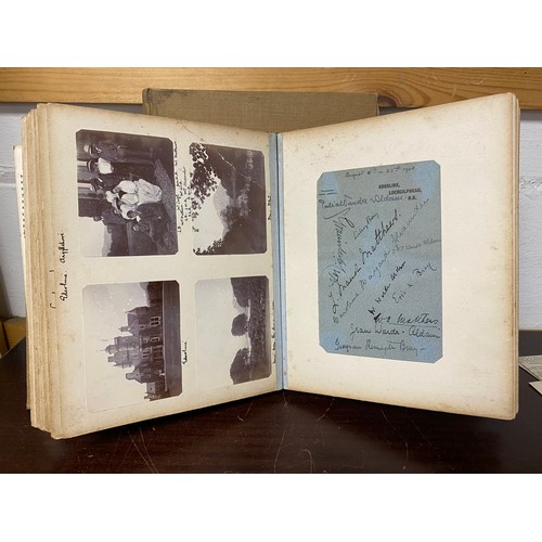 181 - Two interesting early 20th century country house albums, each full of titled photographs, autographs... 