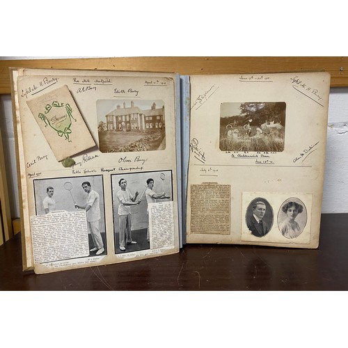 181 - Two interesting early 20th century country house albums, each full of titled photographs, autographs... 