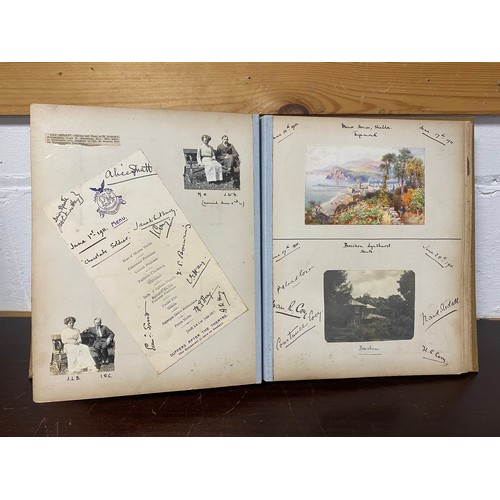 181 - Two interesting early 20th century country house albums, each full of titled photographs, autographs... 