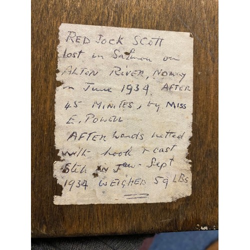 83 - A 1930's cut and painted card fish trophy, titled 'Red Jock Scott' landed September 1934 by Miss E P... 