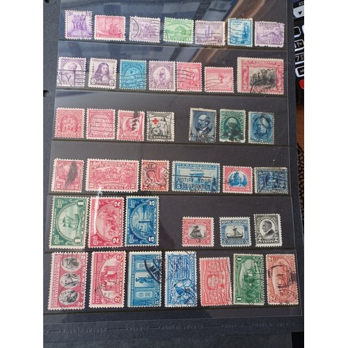 204 - Stamps: stock cards of Spanish, Swiss and American stamps -