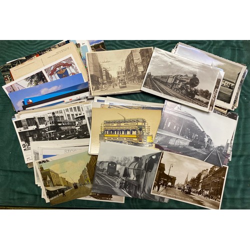 239 - Postcards: approximately 120 loose postcards, many train and trams, Newcastle and Tyneside interest ... 