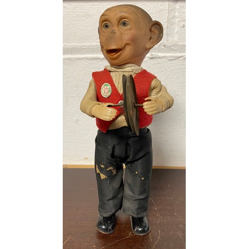 243 - Toys: a Max Carl Original West German keywind clockwork monkey playing the cymbals -