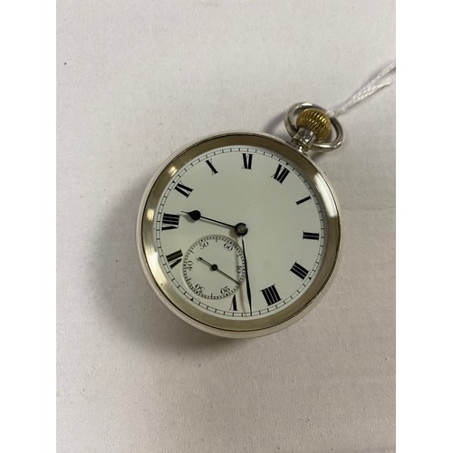 79 - A silver cased open face pocket watch, the dial with roman markers and subsidiary dial -